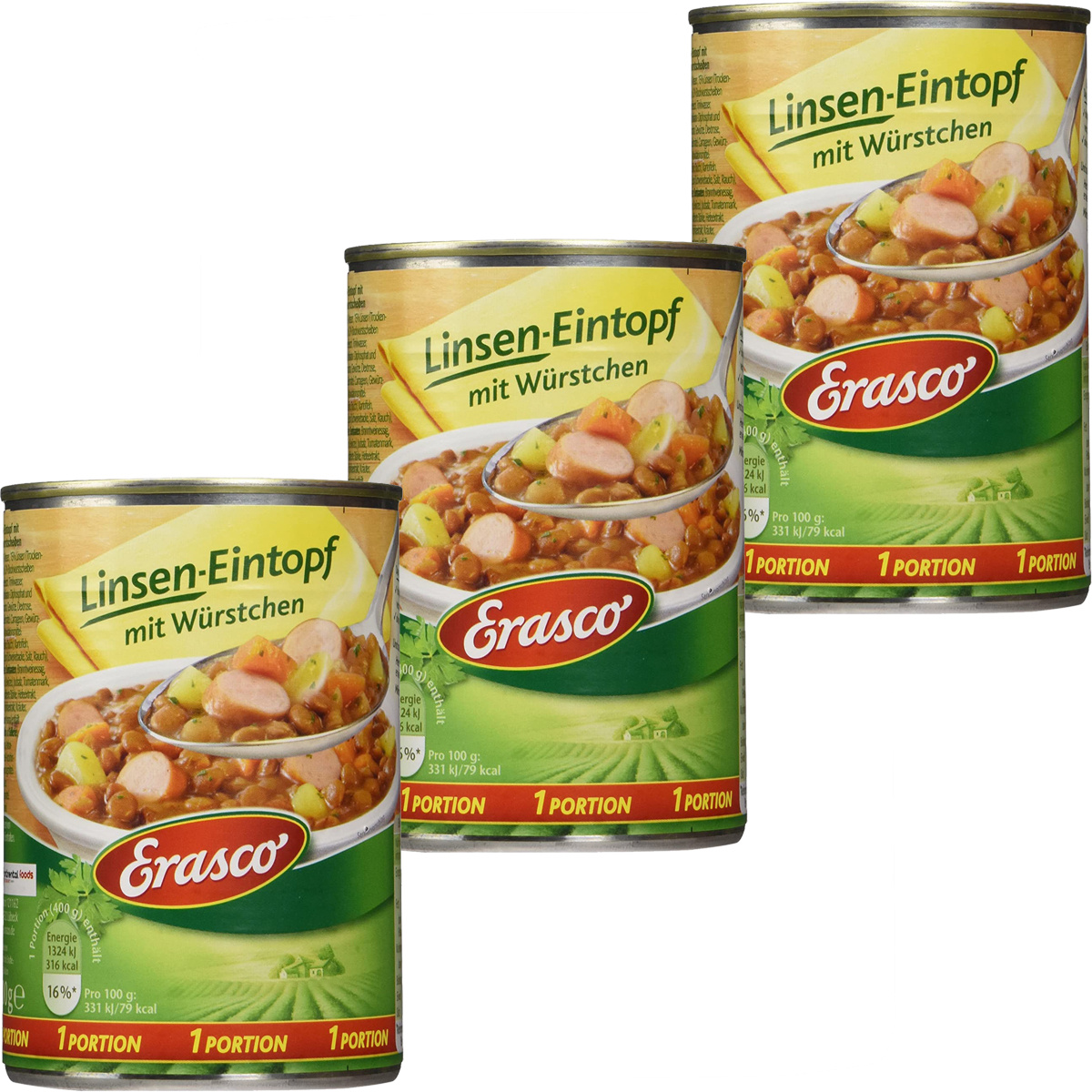 Erasco Lentil Stew With Sausages For The Whole Family, 400g, 3-pack