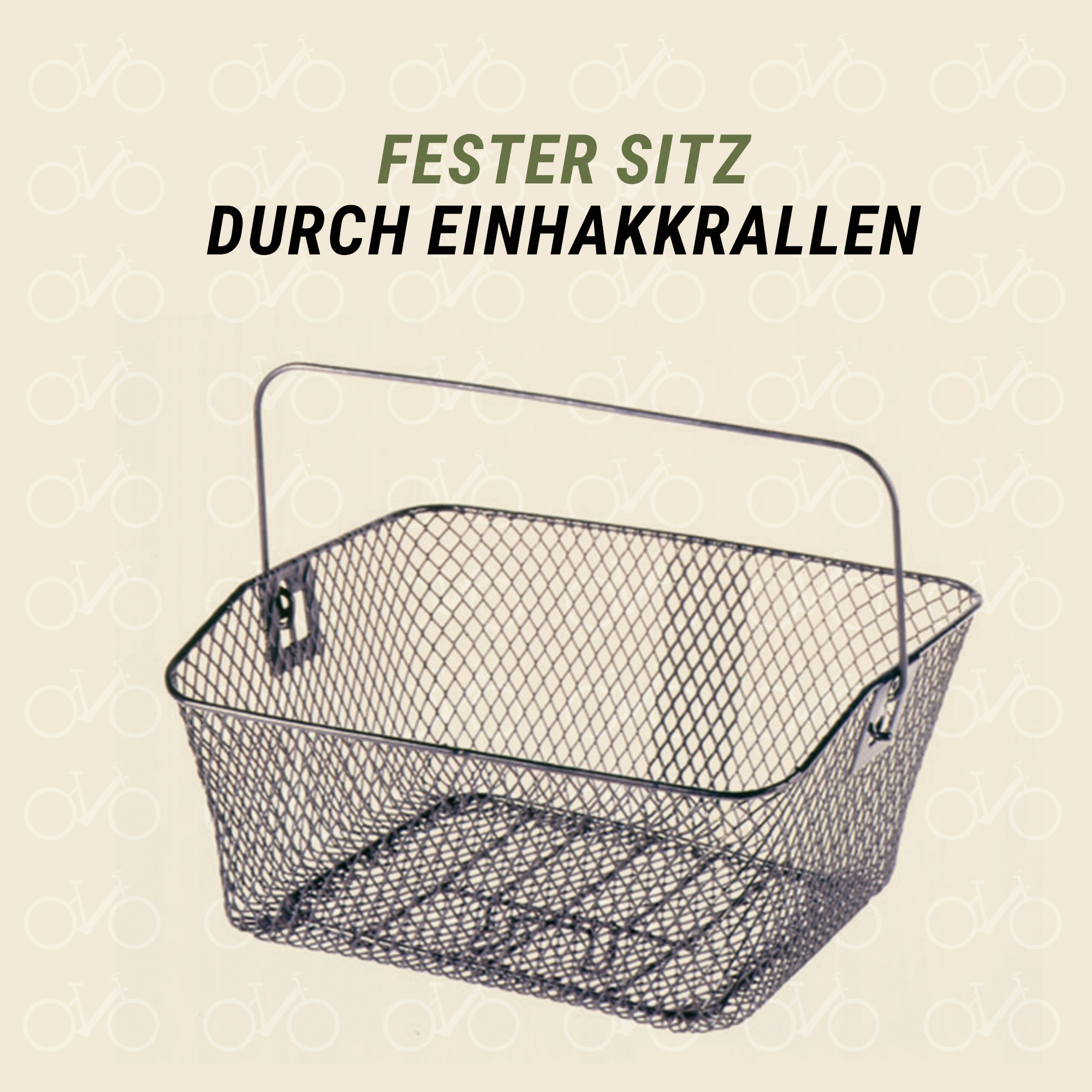 E-shop Prophete Fahrradkorb für Gepäckträger, PE-kunststoffbeschichtet, engmaschiges Wabengitter, mit Tragegriff und Einhakkrallen, abgeschrägt, unter