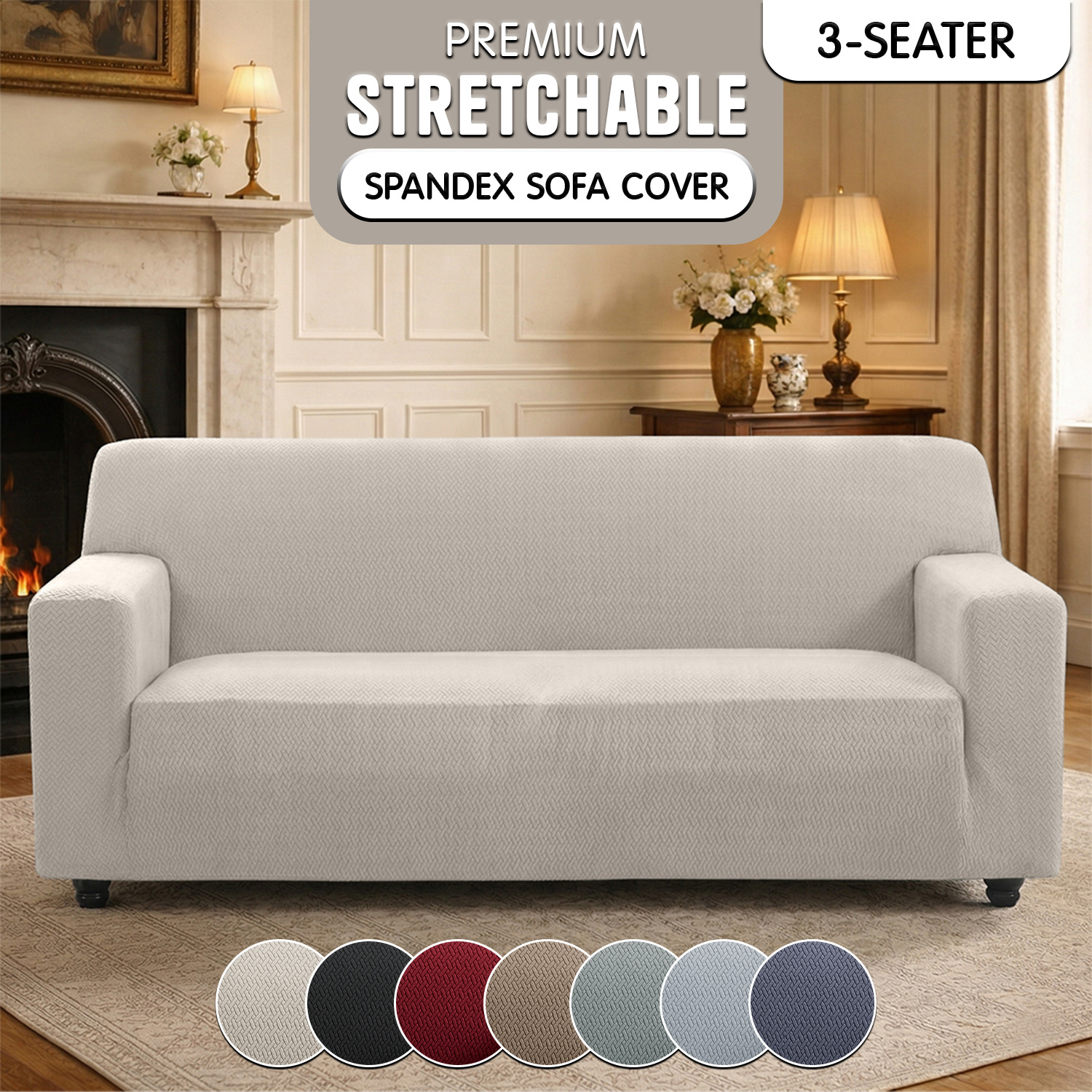 TEMU 1pc Luxury Stretchable Spandex Sofa Cover – Elastic Universal Couch Slipcover For 1/2/3 Seater Sofa, Anti-slip Pet-friendly Furniture Protector,