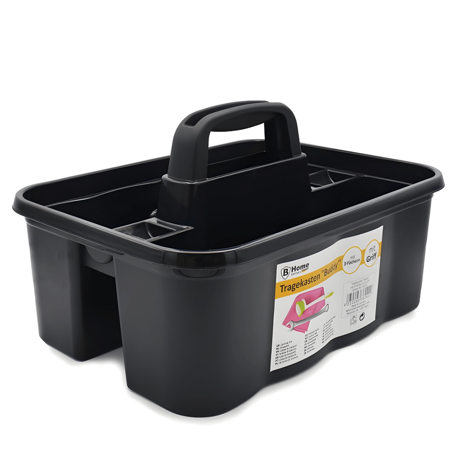 Drawer Cabinet With 3 Compartments And Handle – Organizer For Dishes, Tools & Cleaning Supplies | Black | 34.5 × 25 × 19.5 Cm