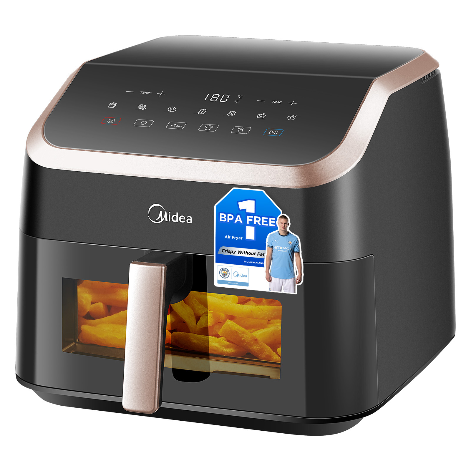 TEMU Midea Air Fryer 8.5l, Xl Capacity, 1700w, 9 Settings, Viewing Window, Technology, Oil-free Frying, Baking, Grilling, Dishwasher Safe, For Family