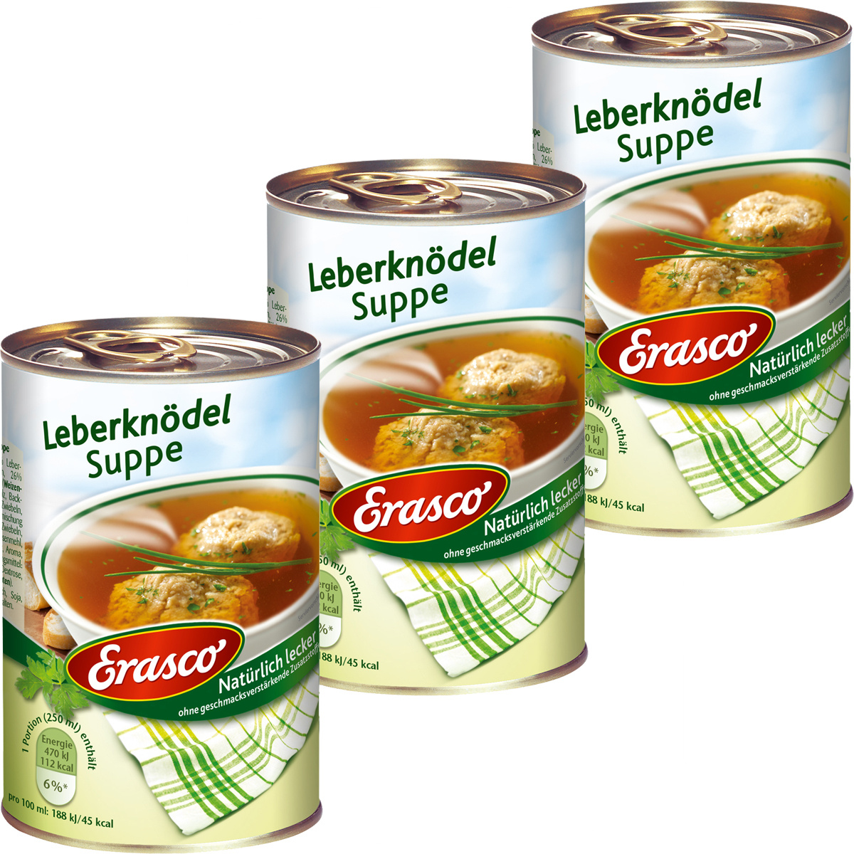 Erasco Bavarian-style Liver Dumpling Soup With Spicy Seasoning, 395ml, 3-pack