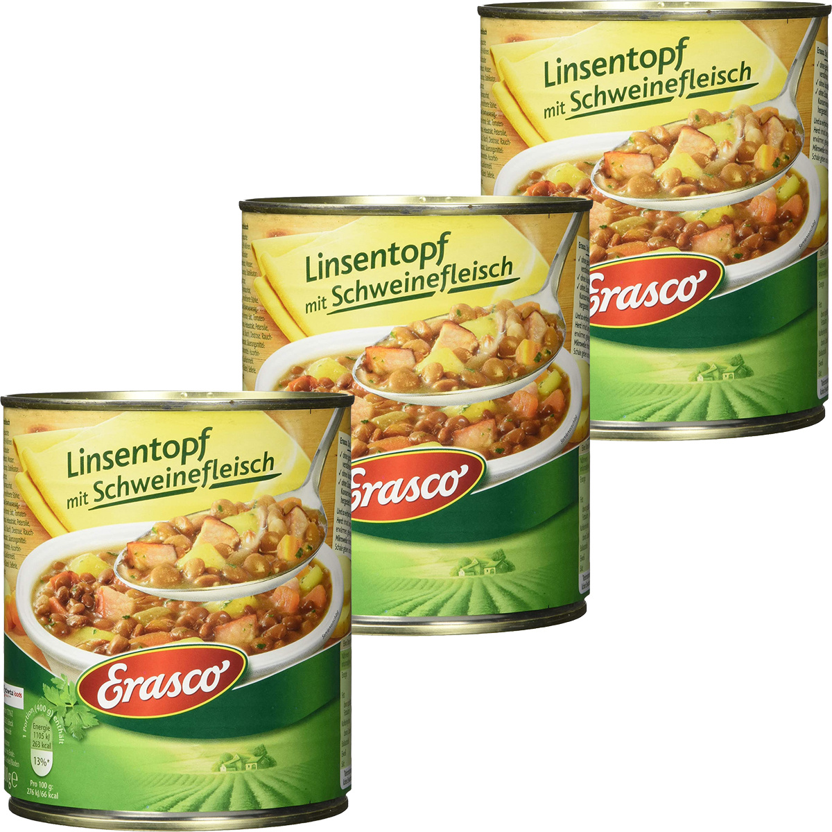 Erasco Lentil Stew With Pork, Hearty And Tasty, 800g, 3-pack