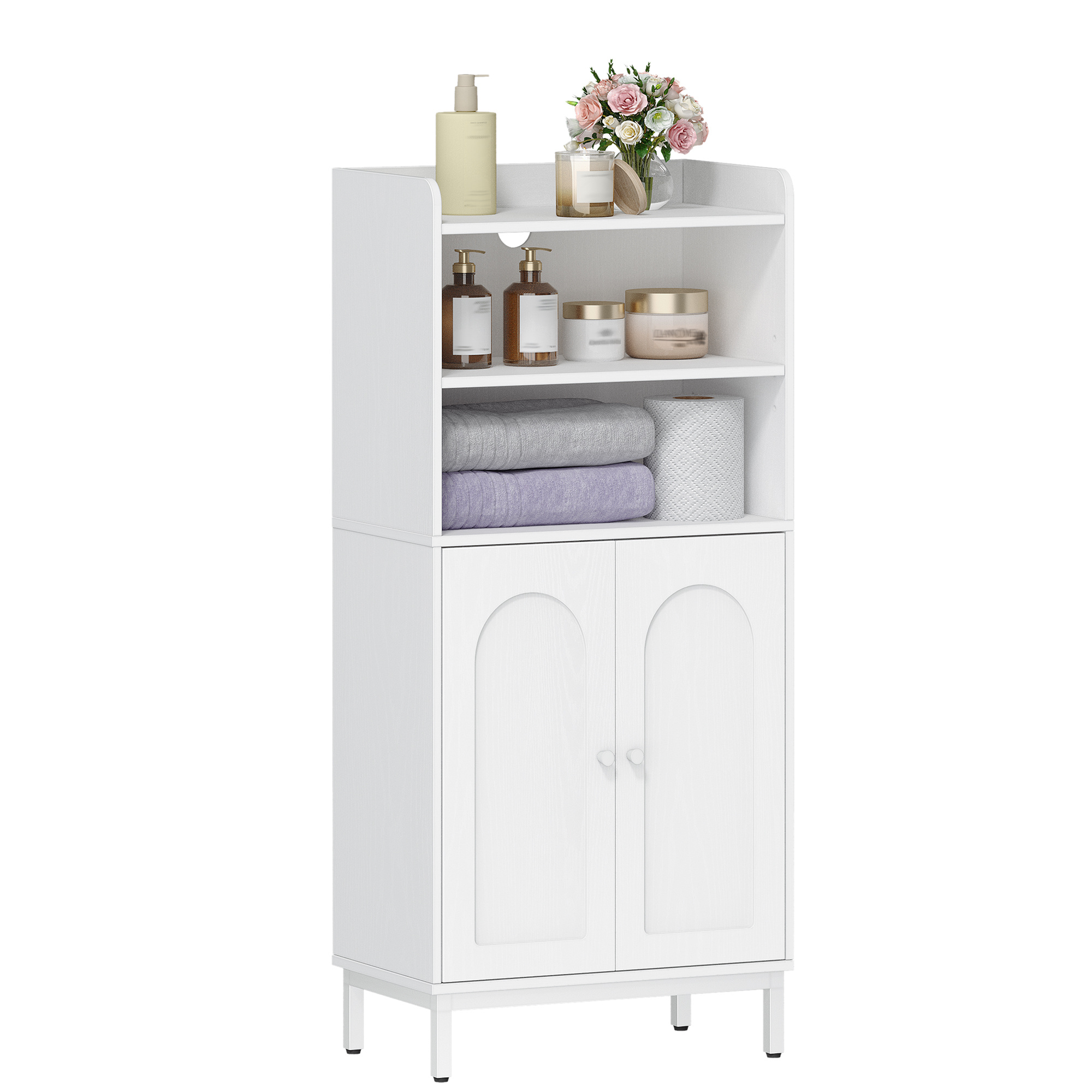 TEMU Meuble de salle de bain Hzuaneri, armoire de salle de bain, meuble de cuisine avec 2 compartiments , 2 portes, 2 étagères réglables, meuble de