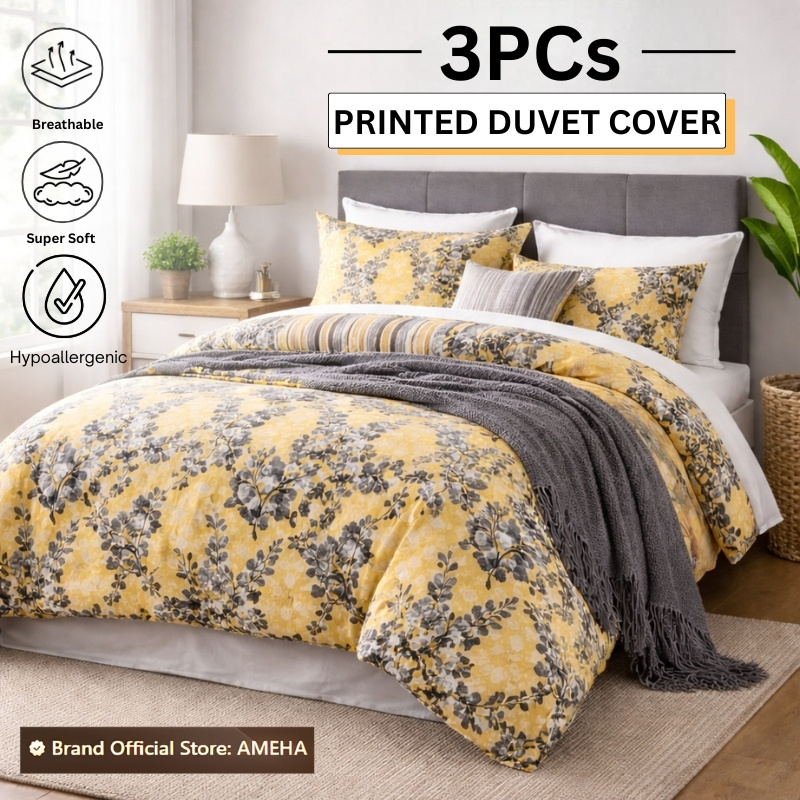 TEMU 3pcs Floral Printed Duvet Cover Set – Soft Comfortable & Breathable Microfiber Bedding With Matching Pillow Case, Lightweight Quilt Cover, Hotel
