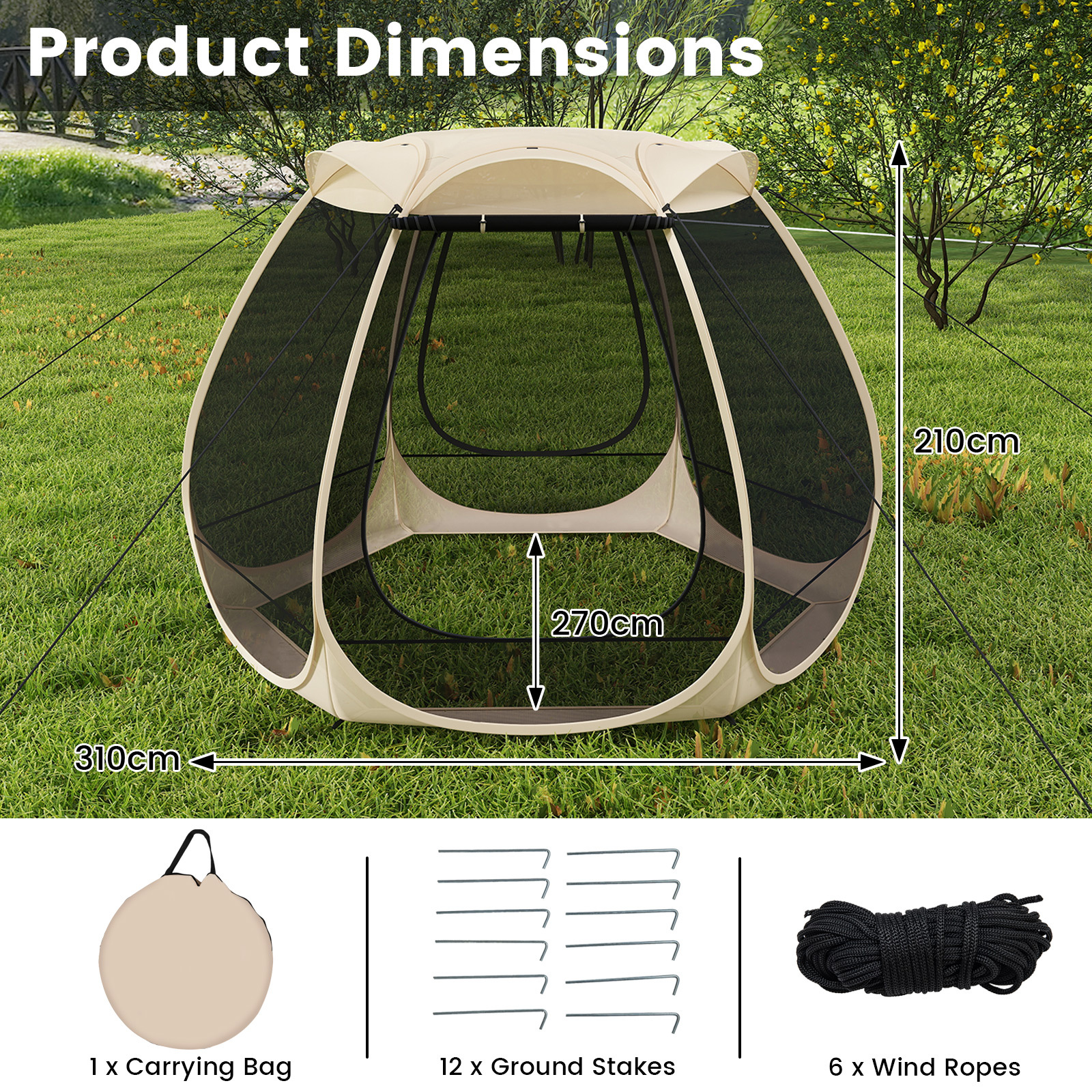 Pop Up Mesh Screen House for 4-6 People