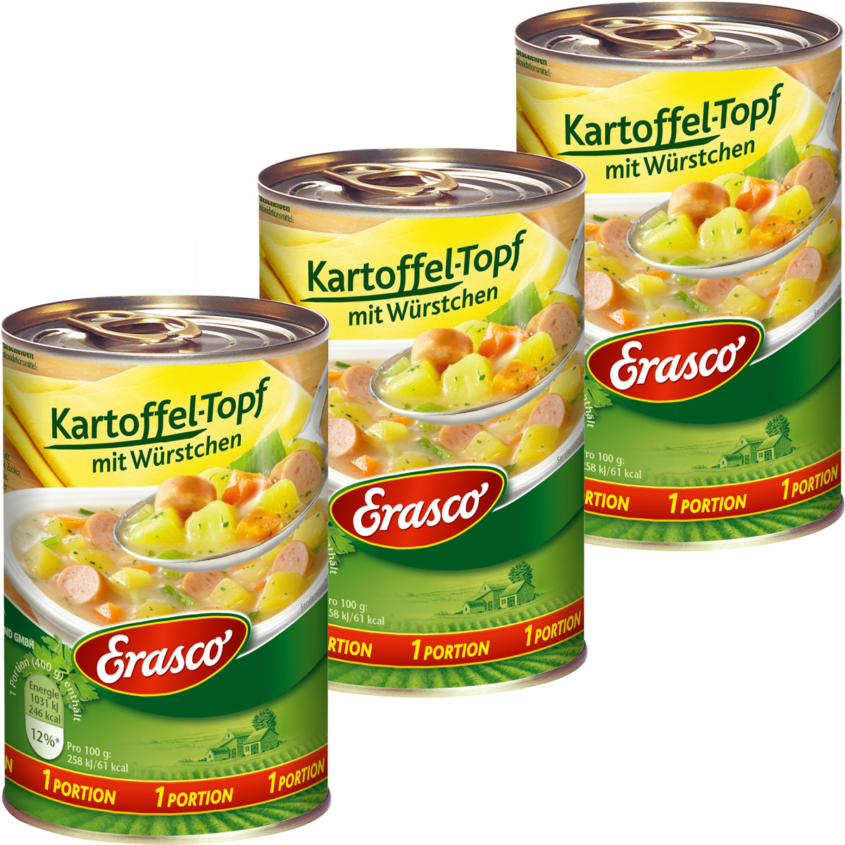 Erasco Potato Stew With Sausages And Fine Herbs 400g 3-pack