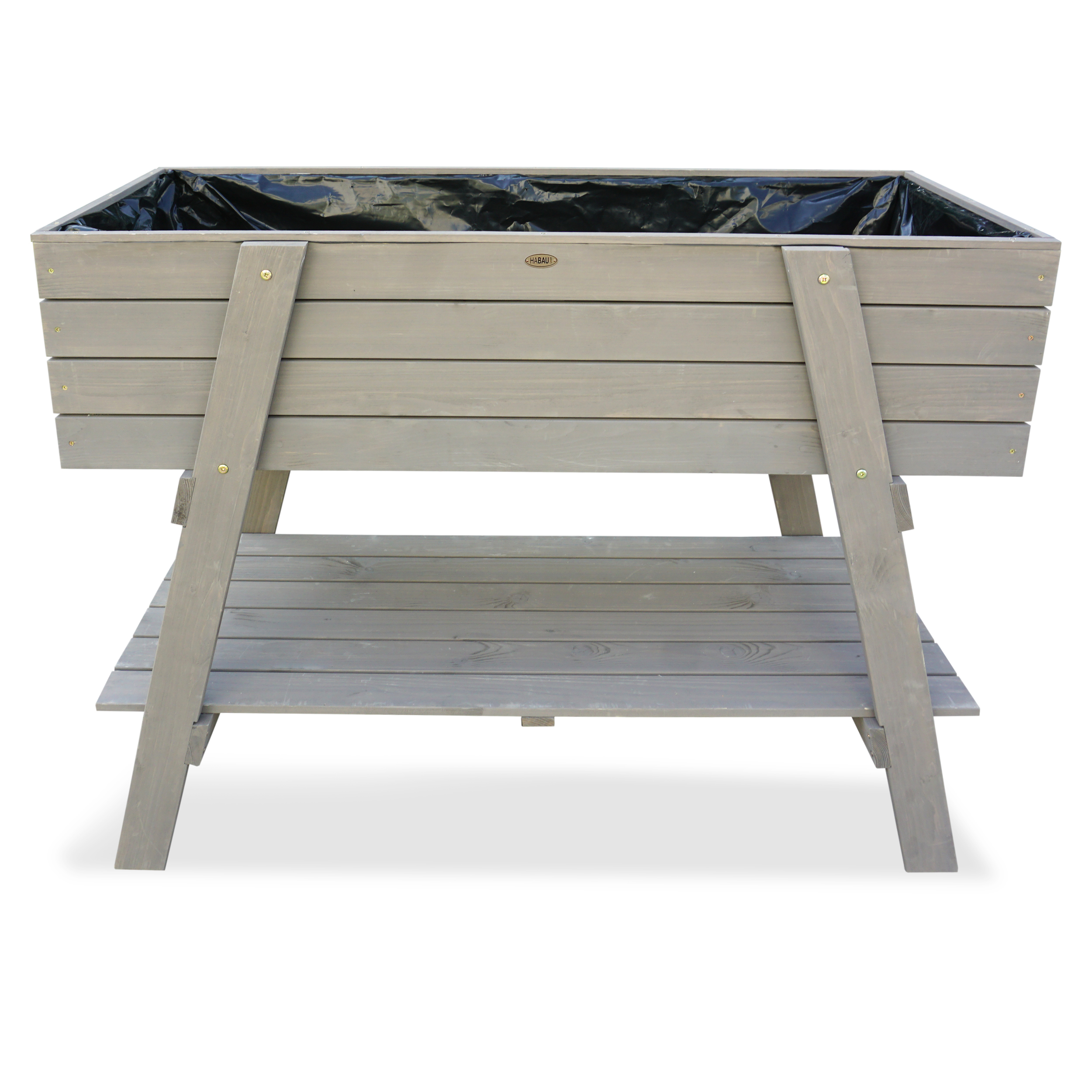 Habau Raised Bed "" With Perforated Film And Shelf, 115 X 45 X 89 Cm