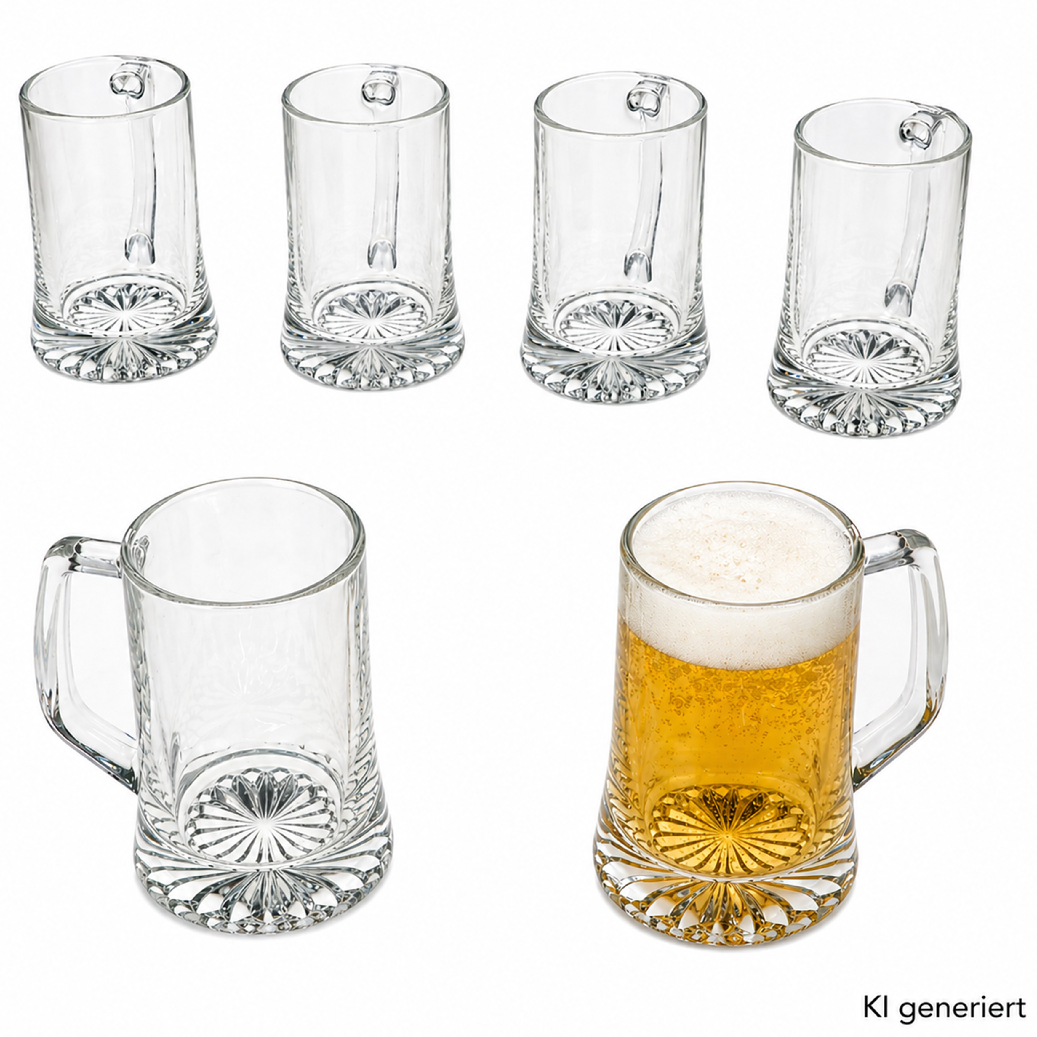 6x Akki 0.2l Beer Mug With Star Base & Handle Beer Glass 200ml