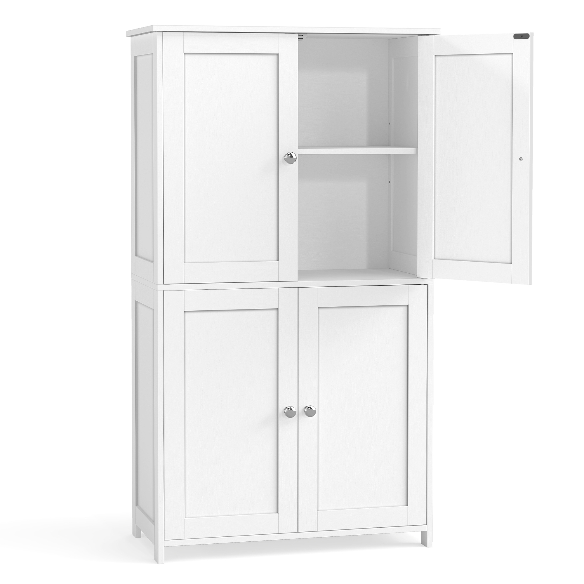 TEMU Tall Floor Cabinet, 4-door Sideboard With Adjustable Shelves, For Bathroom, Kitchen, Living Room, White, 60x30x108.5cm
