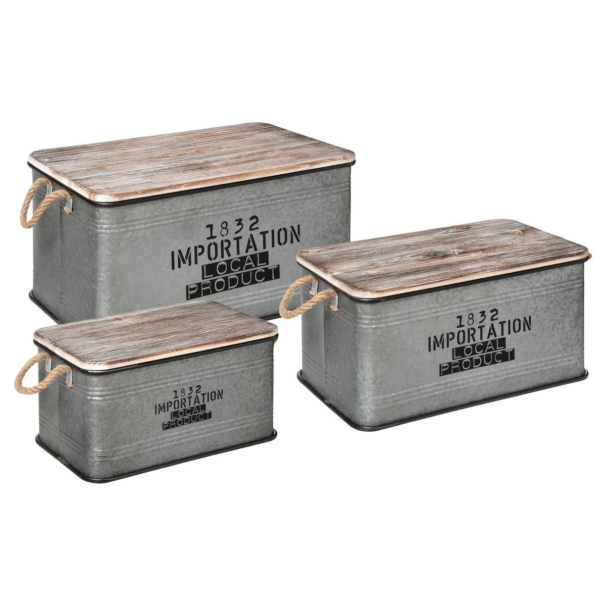 Set Of 3 Local Metal Trunks