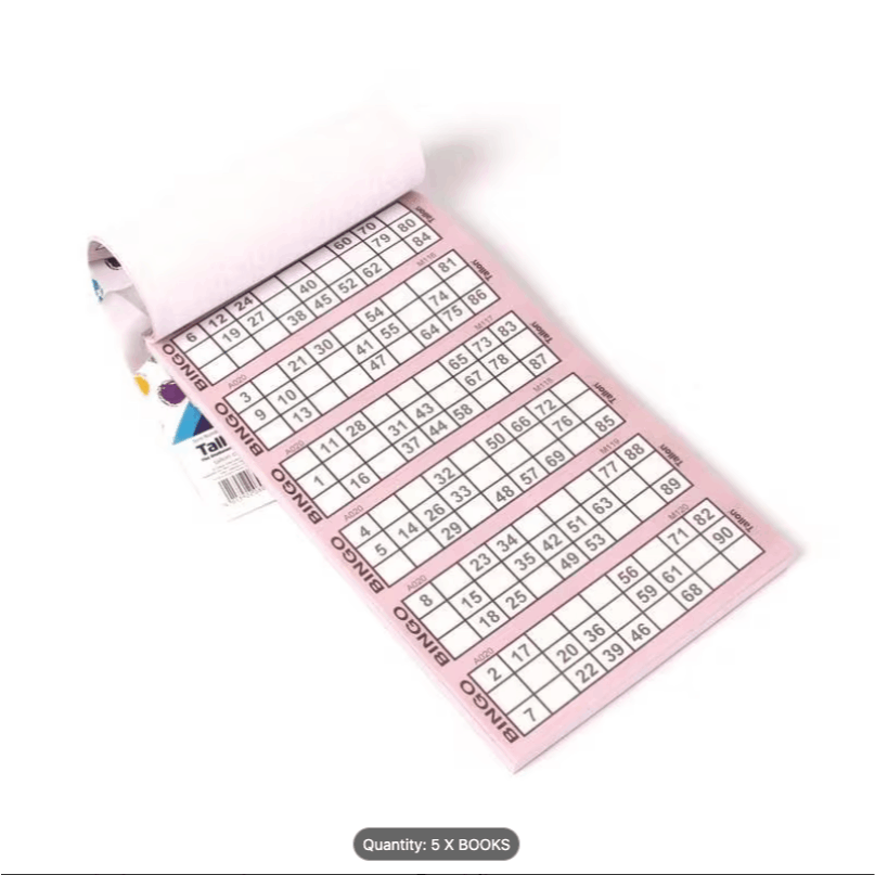 Bingo Game Tickets Pack of 5 Books, 600 Security Coded Tickets