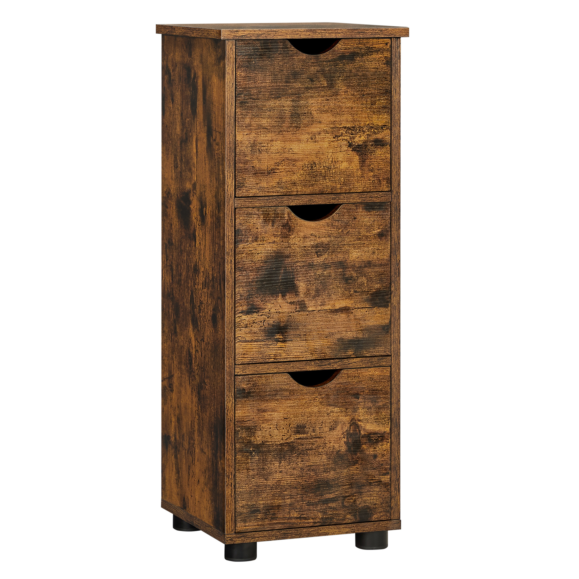TEMU Mobiletto Bagno, 3 Cassetti, 30 x 30 x 80 cm, per Soggiorno, Camera da Letto, Cucina, Marrone