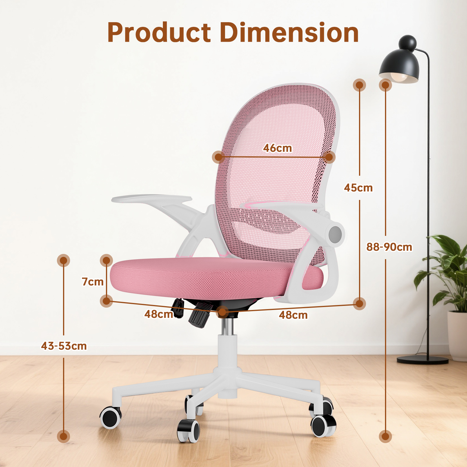 Home Office Chair Ergonomic Desk Chair Swivel Computer Chair Mid-back Mesh Chair With Flip-up Armrests And Lumbar Support For Home/office