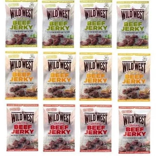 Image of 12 X 60g Wild West Beef Jerky Mix (4x Jalapeno /4x Orginal /4x Honey ) 12 X 60g