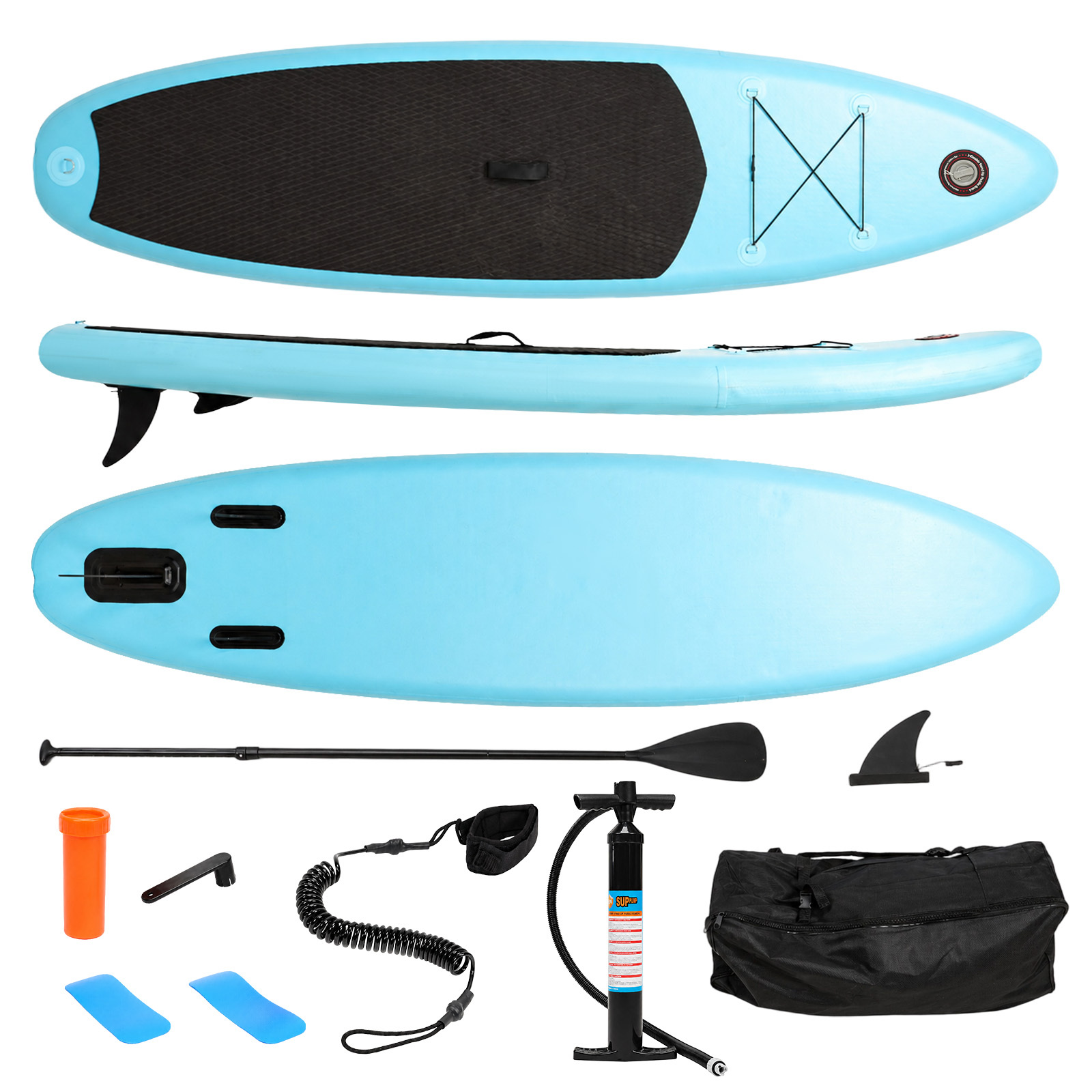 10 Foot Inflatable Surfboard Stand Up Paddleboard Sup Paddleboard With Kayak Paddle, Hand Pump And Carrying Bag