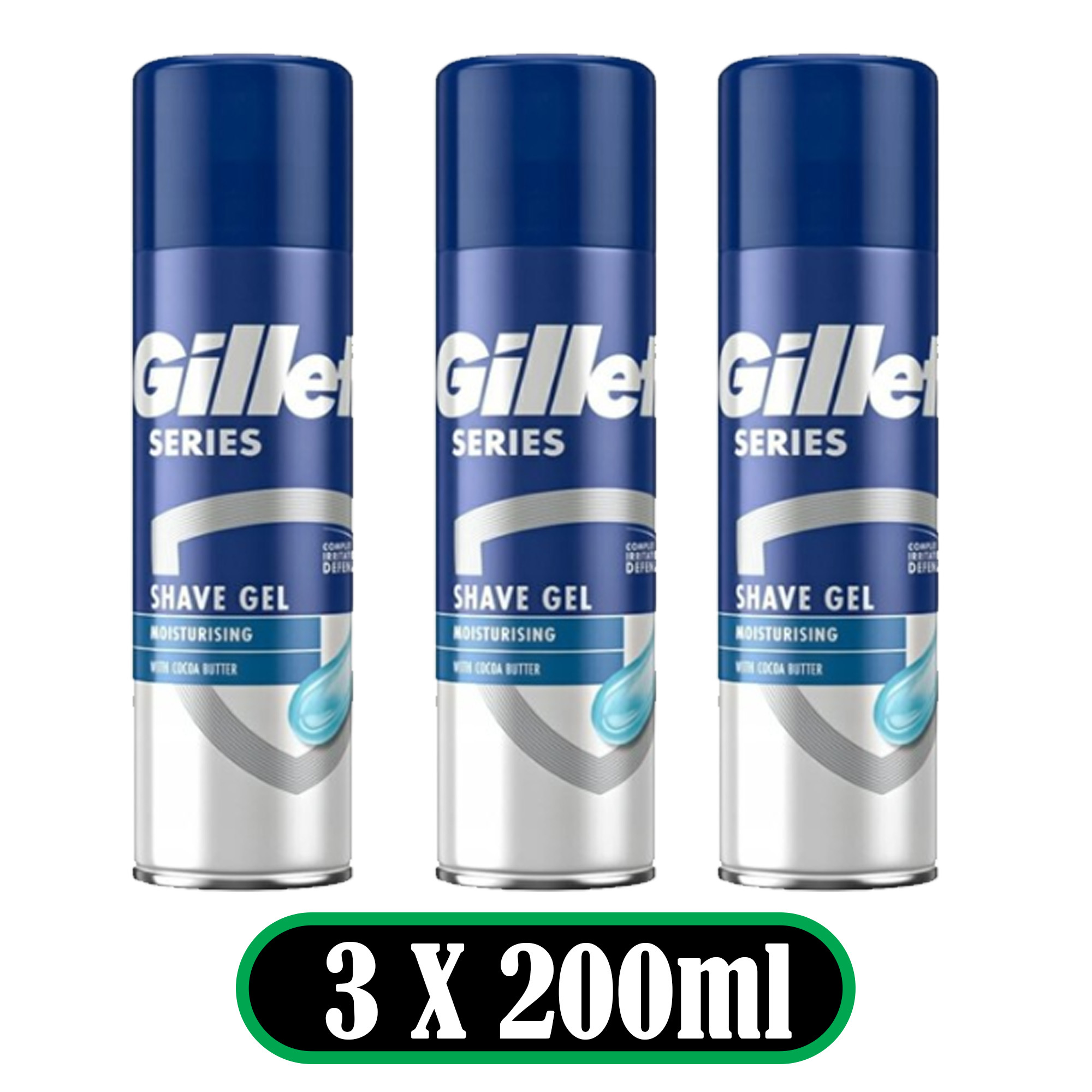 TEMU Gillette Series Shave Gel Moisturising With Butter 200ml – 3 Pack
