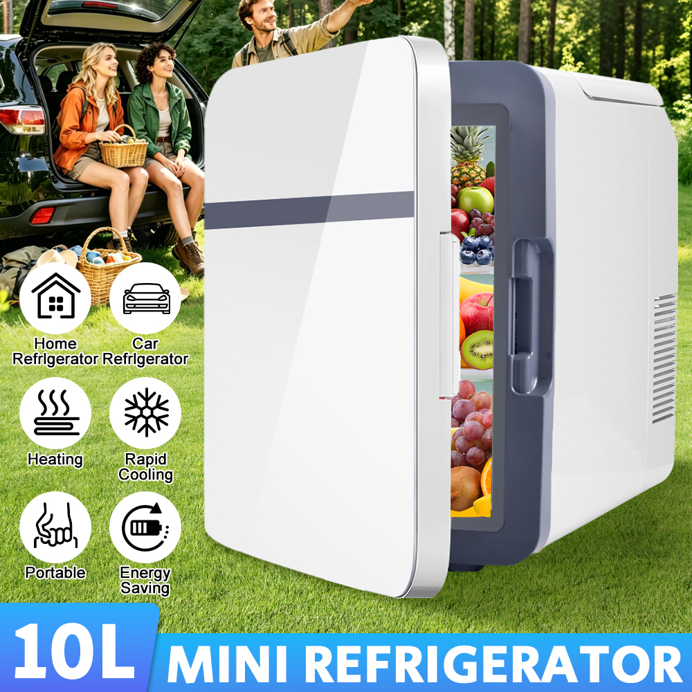 TEMU 10l Portable Car Fridge & Cooler – Quiet Mini Fridge For Travel, Bedroom, Camping & Office & Car, Electric Cooler Warmer For Food, Drinks &