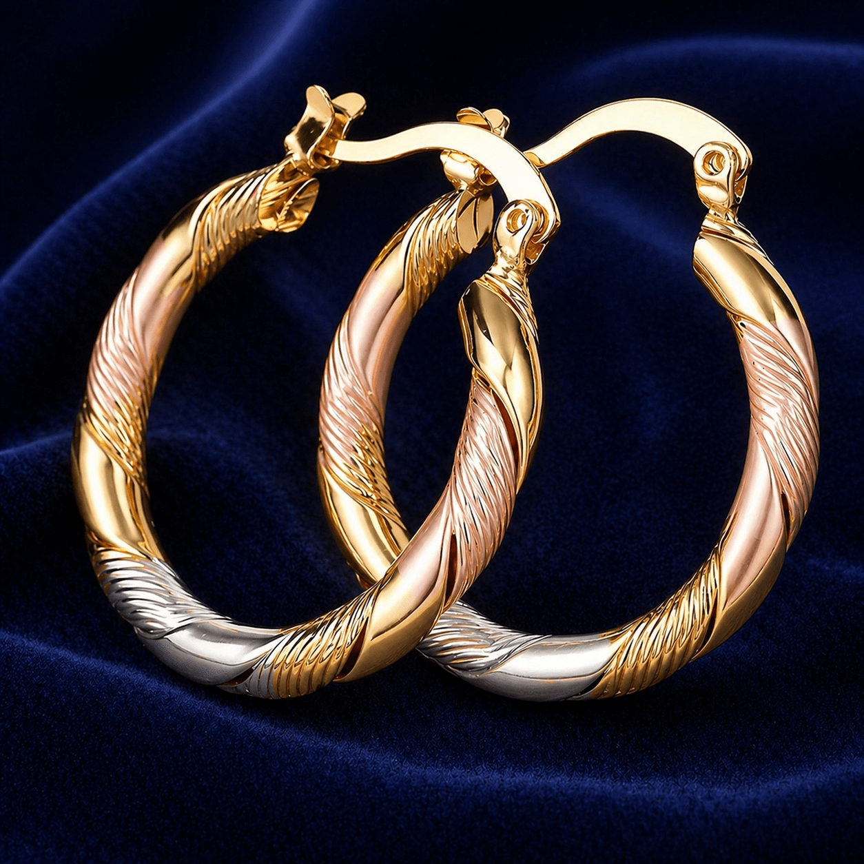 Image of Gold-plated Hoop Earrings For Women – Twisted Hoop Earrings – Modern Fashion Jewelry For Everyday, Party, And Gift