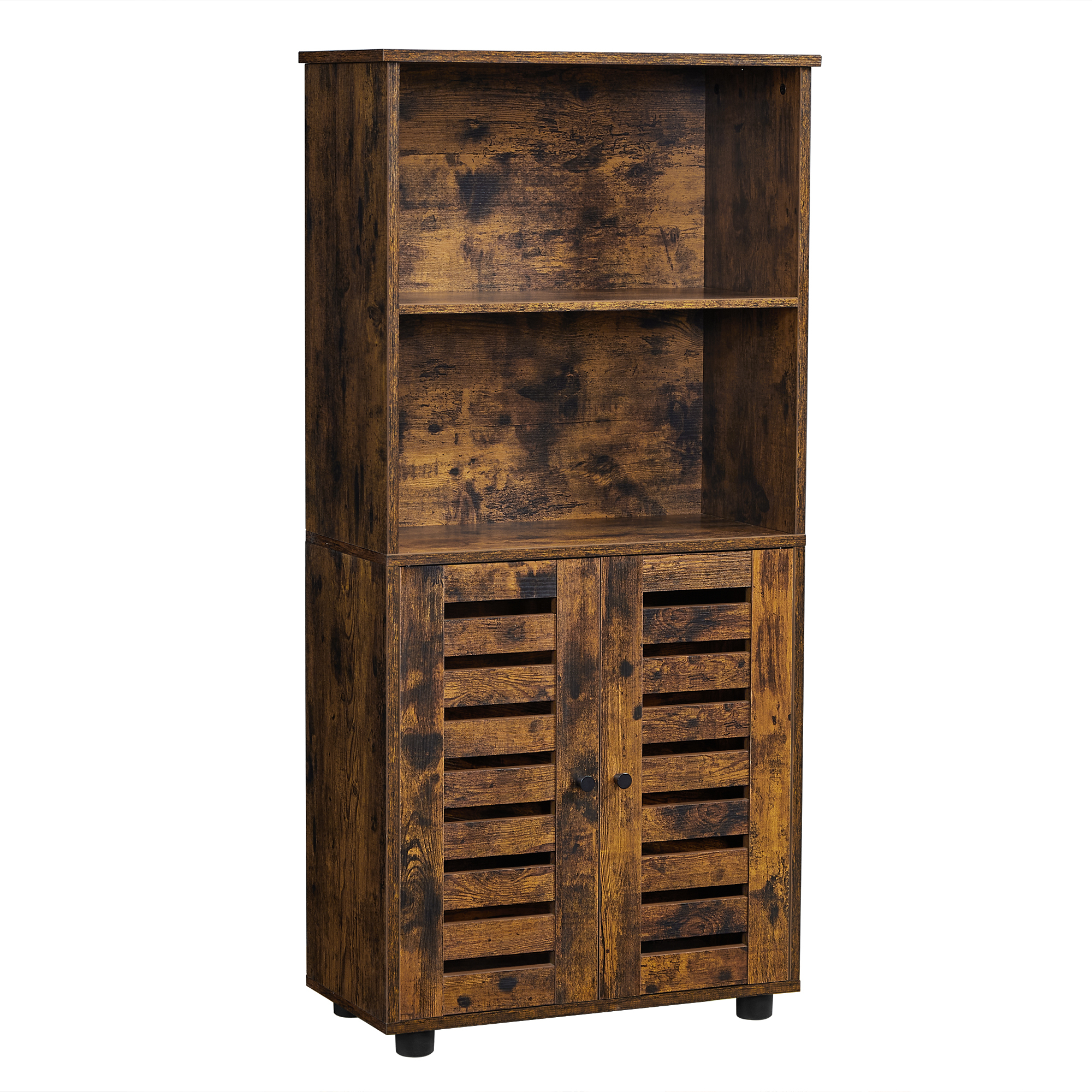 TEMU Credenza da Cucina, Mobile con Ante a Battente, Scomparti Aperti, Ripiano Regolabile in Altezza, per Soggiorno, Cucina, Marrone