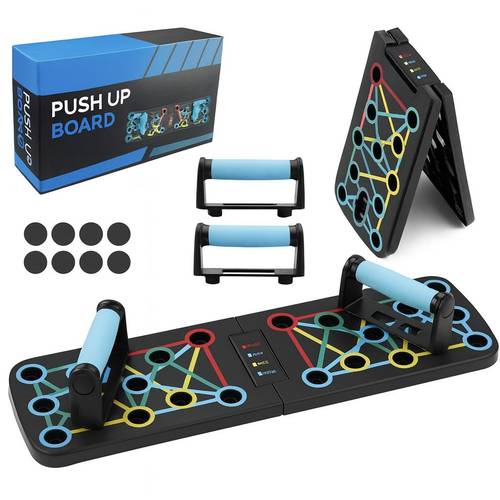 foldable push up board set with colour coded portable home gym chest core trainer strength training equipment
