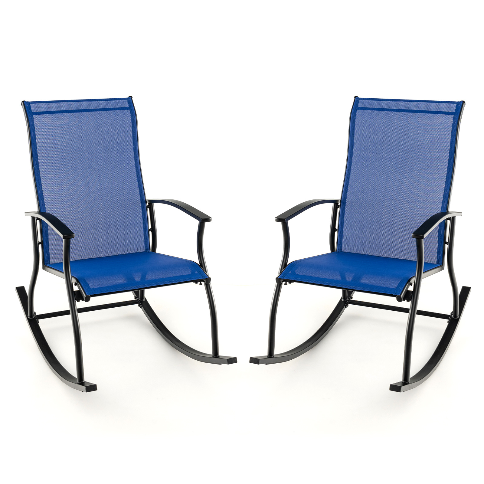   outdoor rocking chairs set of 2 heavy duty metal patio   with breathable mesh backrest seat for porch backyard poolside garden