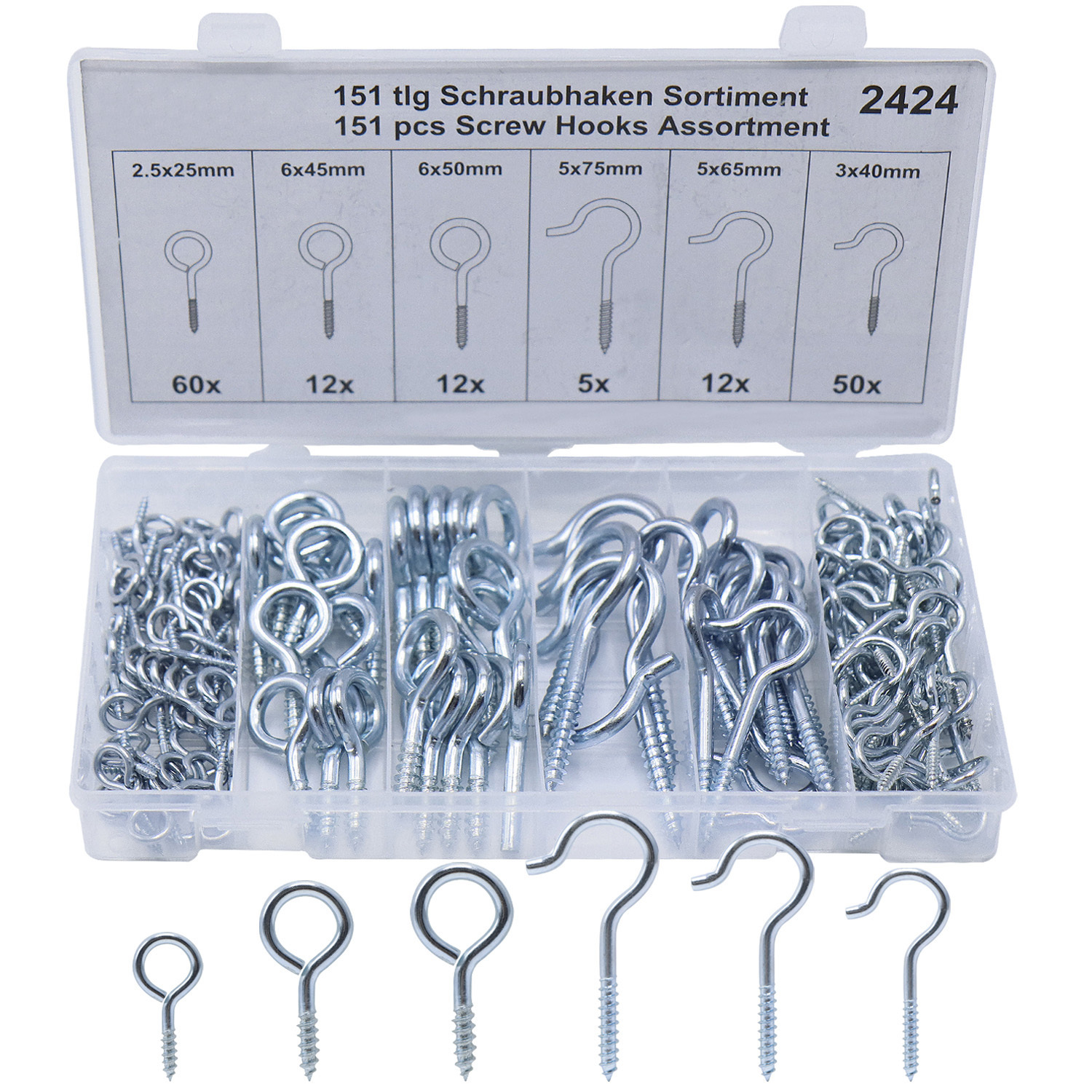 Image of Stainless Steel Screw Hooks, Screw-in Hooks, Ceiling Hooks, Screw Hooks, Cup Hooks