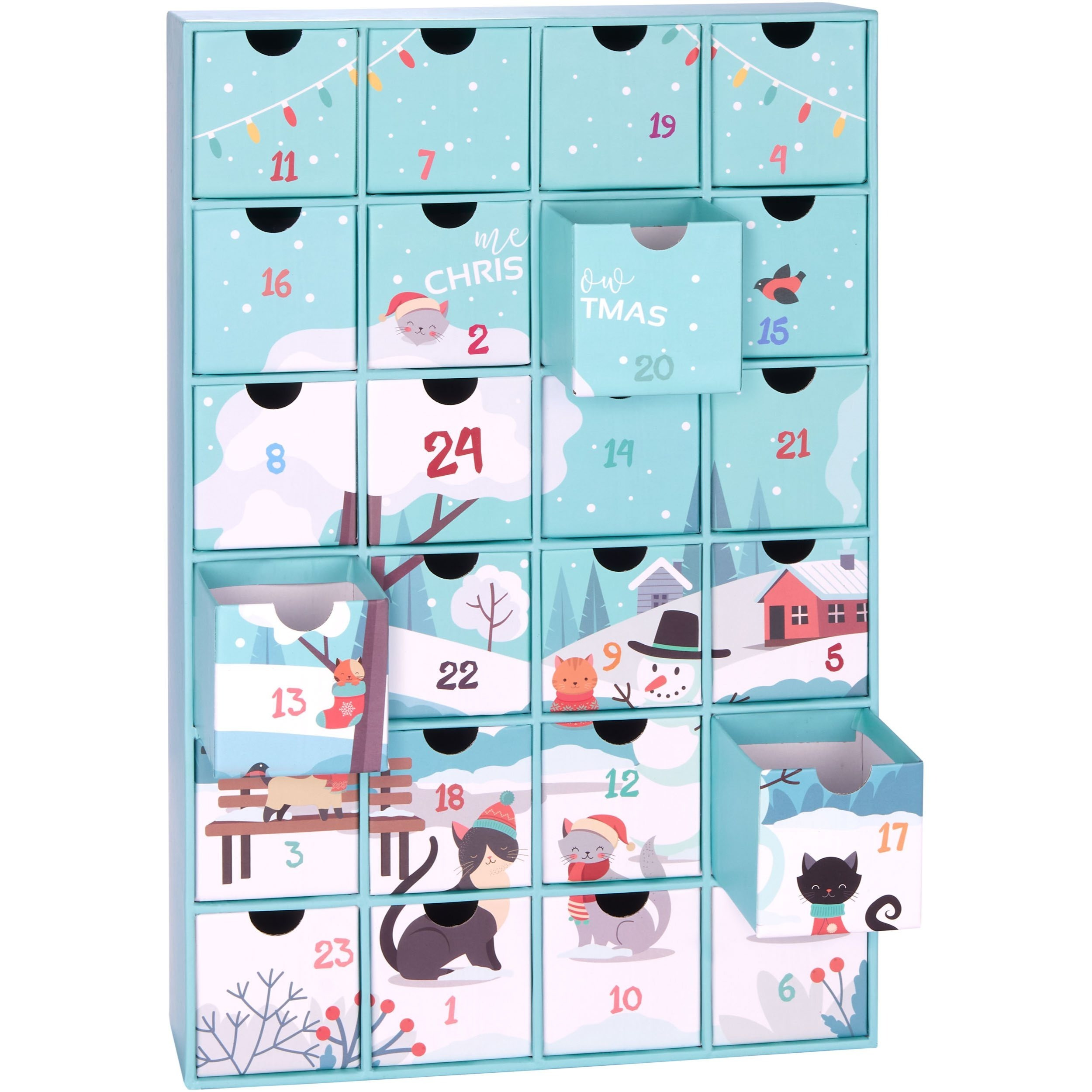 Image of Brubaker Advent Calendar For Cats And Cat Lovers To Fill - Diy Christmas Calendar For Treats, Snacks, Candies, Or Other Surprises - Pet Calendar With 24 Doors