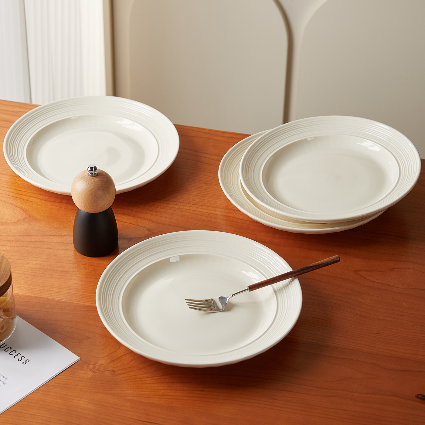 TEMU Ø25,4cm, 10Zoll, 4er, Keramikgeschirr-Set, Steakplatte, westlicher Teller, Dessertteller, Salatteller, Essteller, Pastateller, Brotteller,