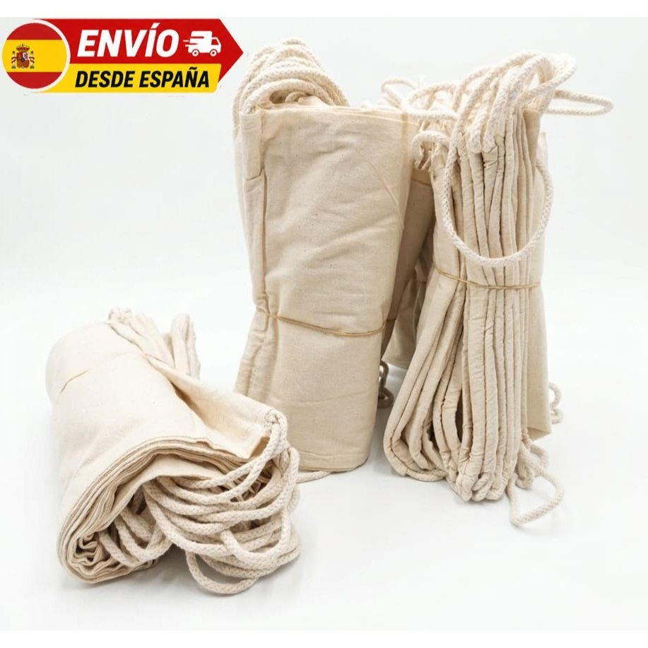 TEMU Pack de 40 Mochilas de algodón natural gramaje de 135 grs. largas tamaño 37x 42 cm. Ideales para comprar, regalos, manualidades, regalos, ropa,