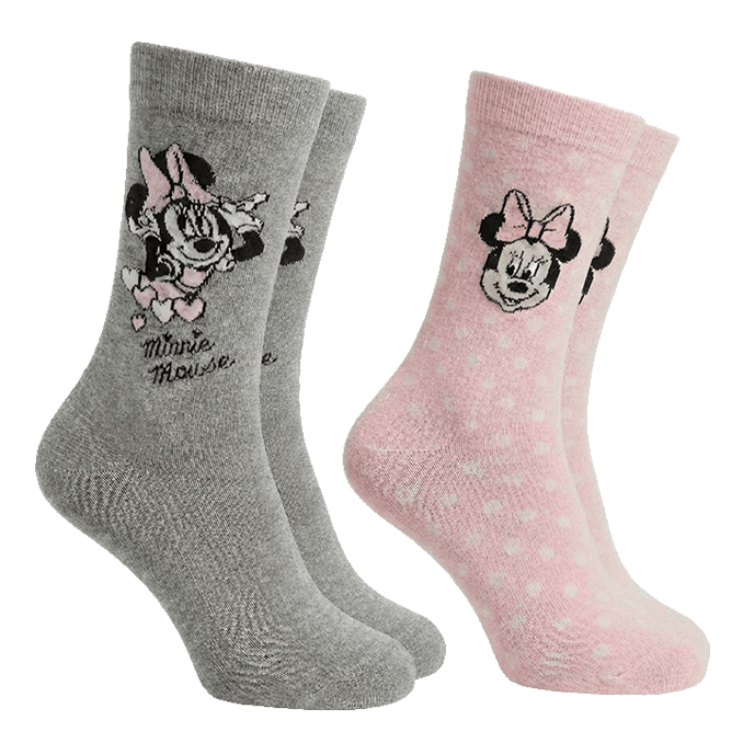 Image of Mouse Socks For Women, 2-pack, Grey And Pink Patterned Socks, Sizes 35-38 And 39-42