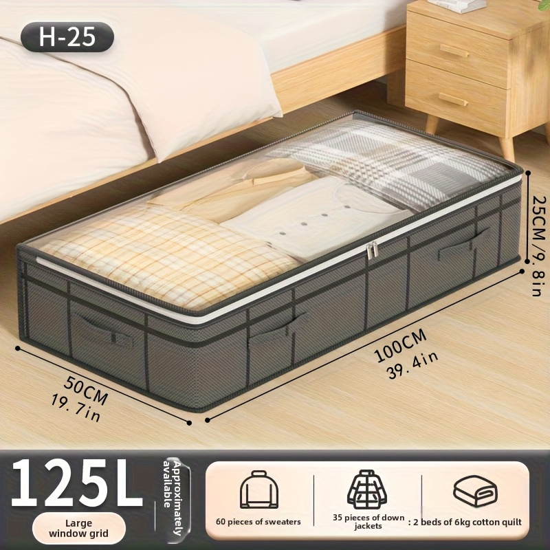 TEMU 1pc Extra Large Under-bed Storage Boxes, Durable Non-woven Material, Dustproof Moisture-resistant Organizer For Home Use, Space-saving Design,