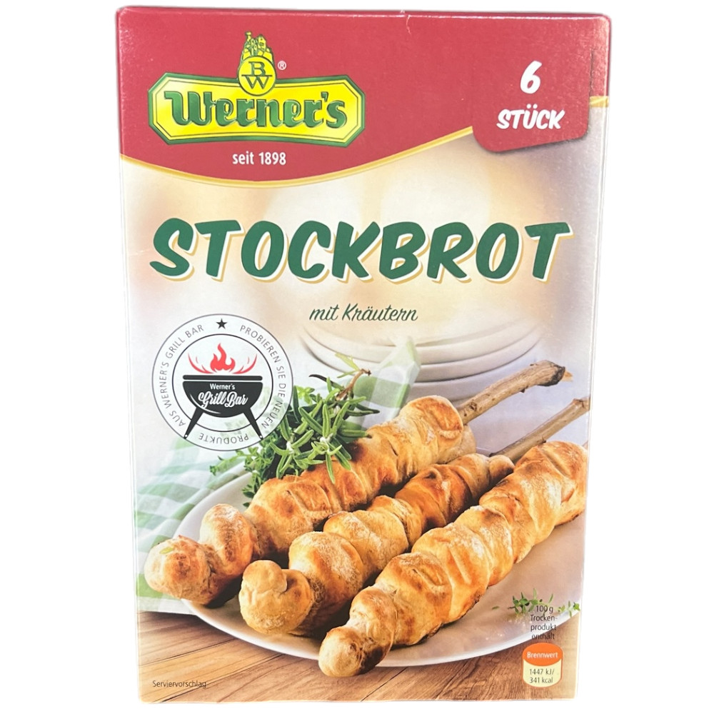 Image of Werner's Stockbrot With Herbs Ready-made Mix, 4-6 Pieces, Baking Mix For Campfire Camping, Stick Dough