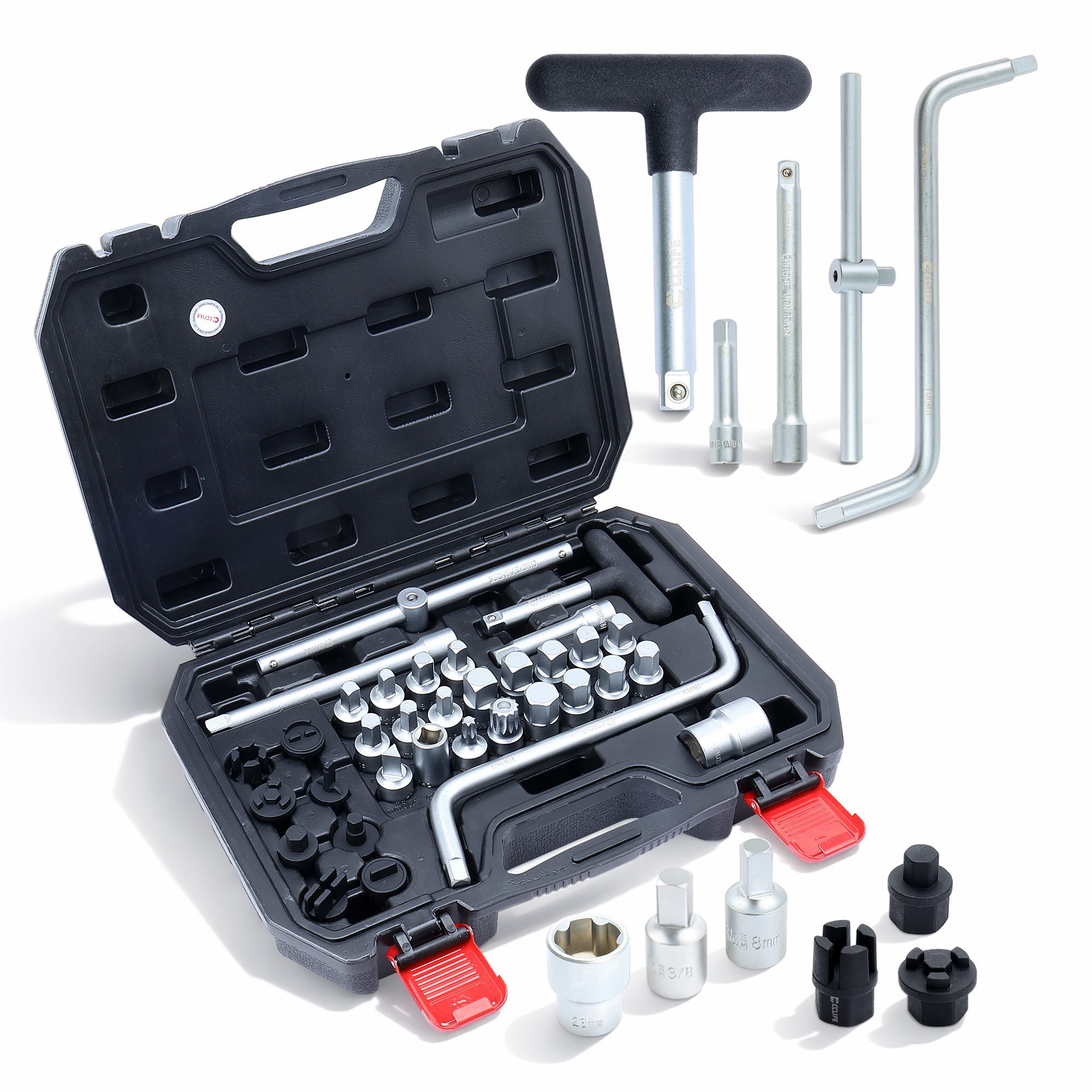 Image of 34-piece Oil Drain Plug Tool Set 3/8" Torx Hex Square Triangle