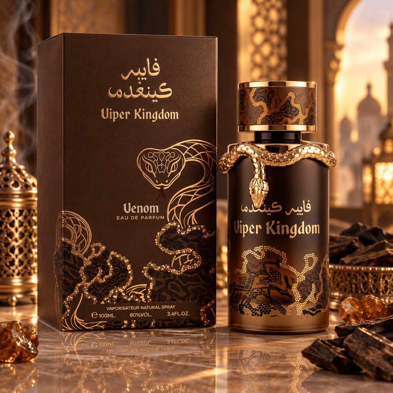 Image of Everlyx - Viper Kingdom Venom . Unisex Eau De Parfum, Oriental Fragrance From The Warm Spicy Family With Notes Of Sweet , , Linalool, , Geranium, Fresh Citronellol, , And An Amber Base, 100ml