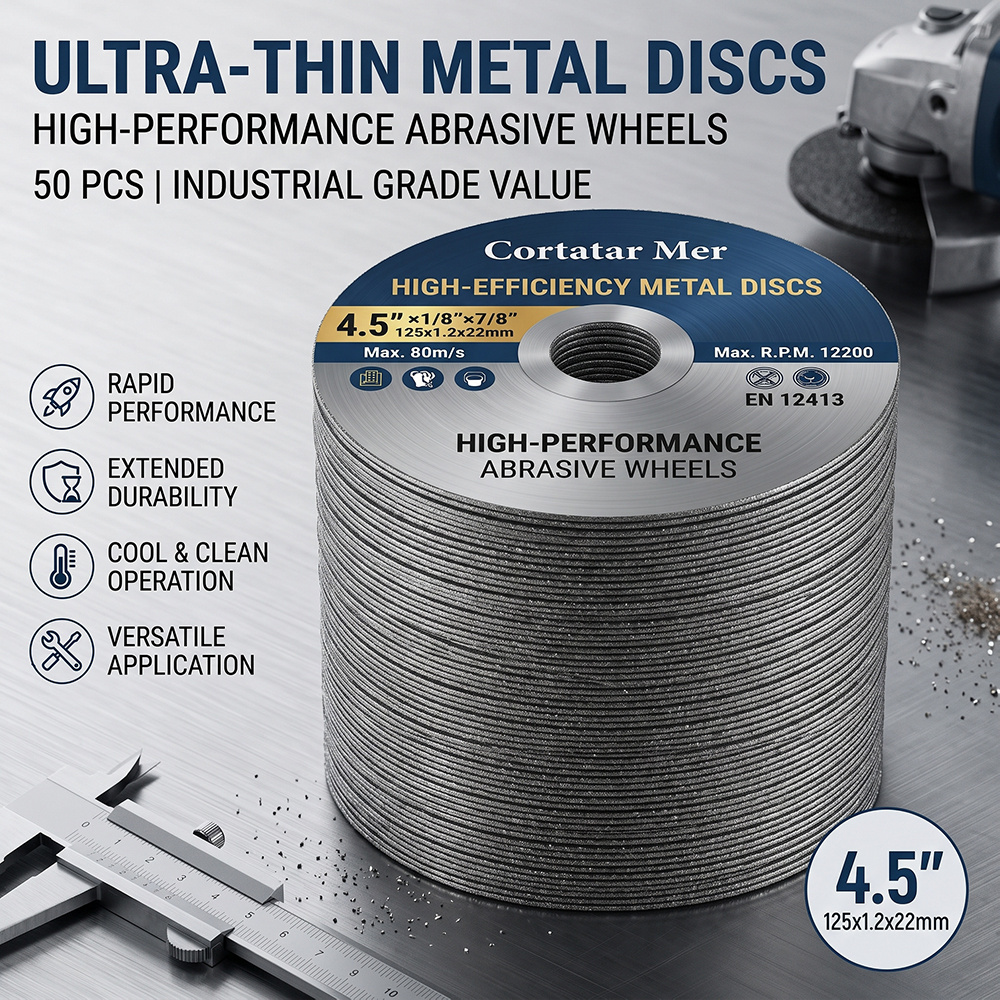 TEMU 4.5 Inch Angle Grinder Abrasive Discs, Ultra-thin 1.2mm & Reinforced Durability, 50 Pack (115mm X 1.2mm X 22.2mm), For Stainless Steel, Sheet