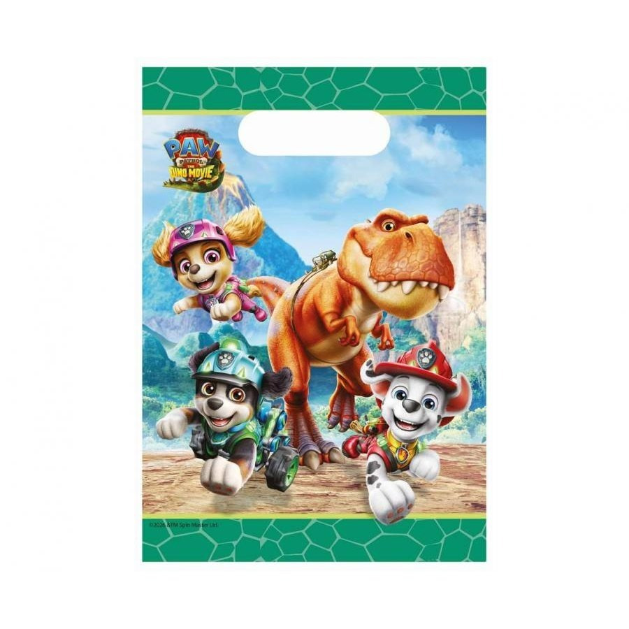 TEMU Bolsas de dulces de la película Dino de Paw Patrol para fiestas, papel, 16x22 cm, 4 pzas