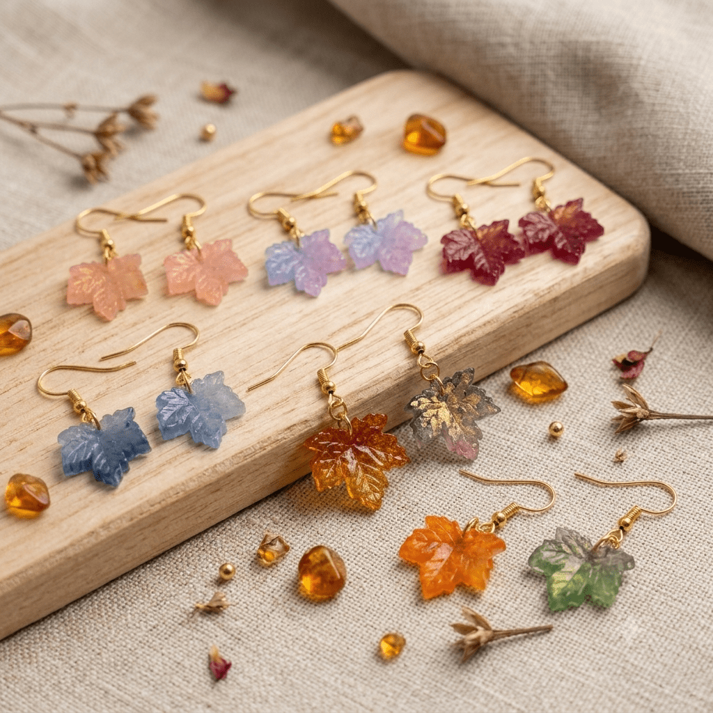 Autumn Maple Leaf Dangle Earrings, Elegant Lightweight