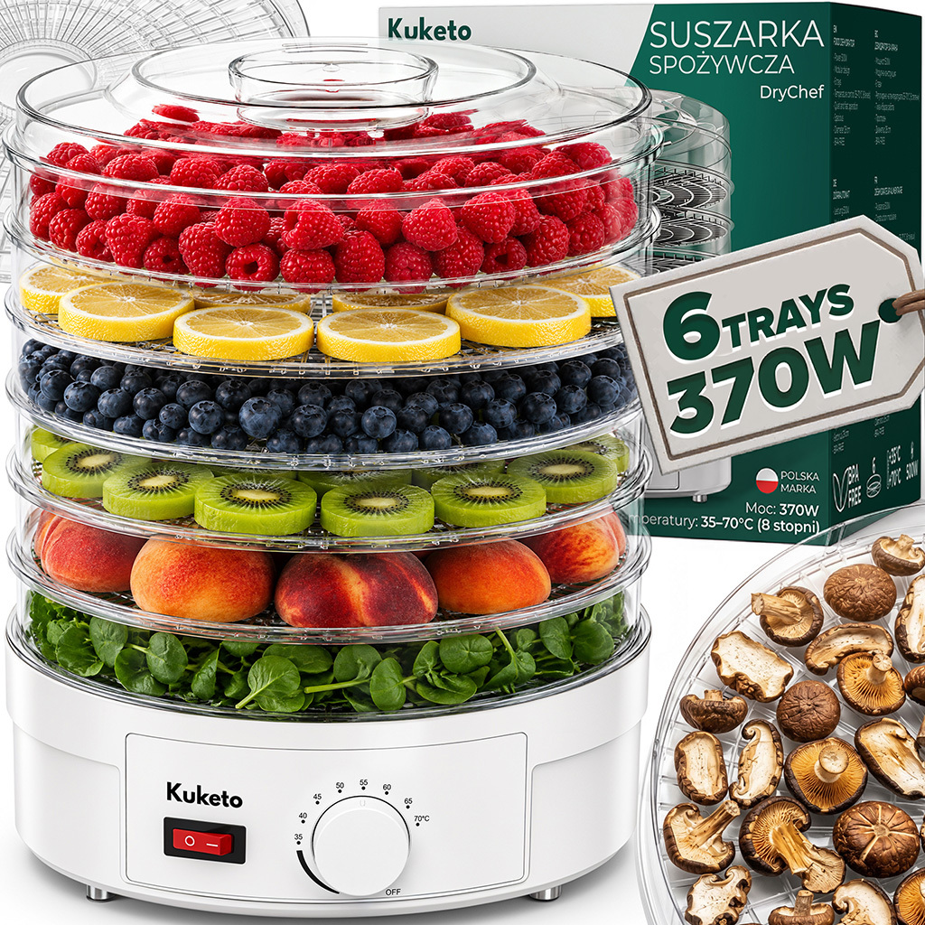 TEMU Disidratatore alimentare grande per funghi, frutta, ed erbe aromatiche �� disidratatore alimentare elettrico con 6 vassoi, regolazione della