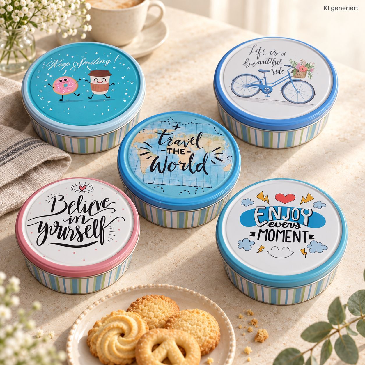 Image of In Decorative Metal Tin, 150 G, Various Designs With Quotes And Motifs, Biscuits For Giving And Enjoying