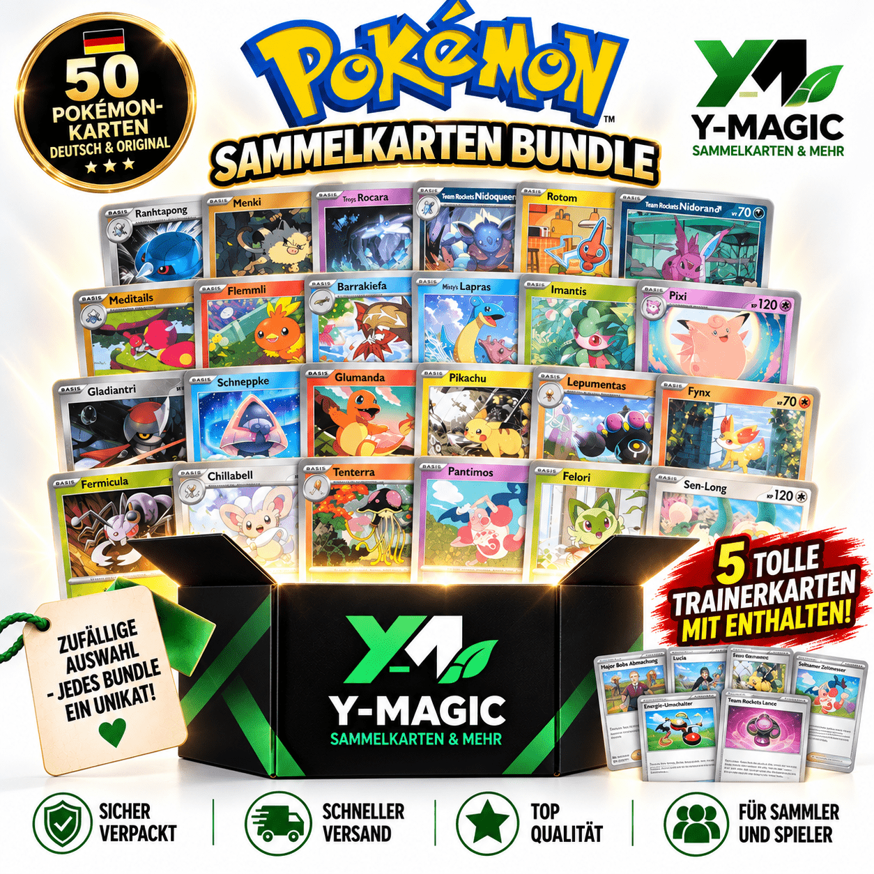 Image of Bundle - 50 Original German Collector Cards Including 5 Trainer Cards