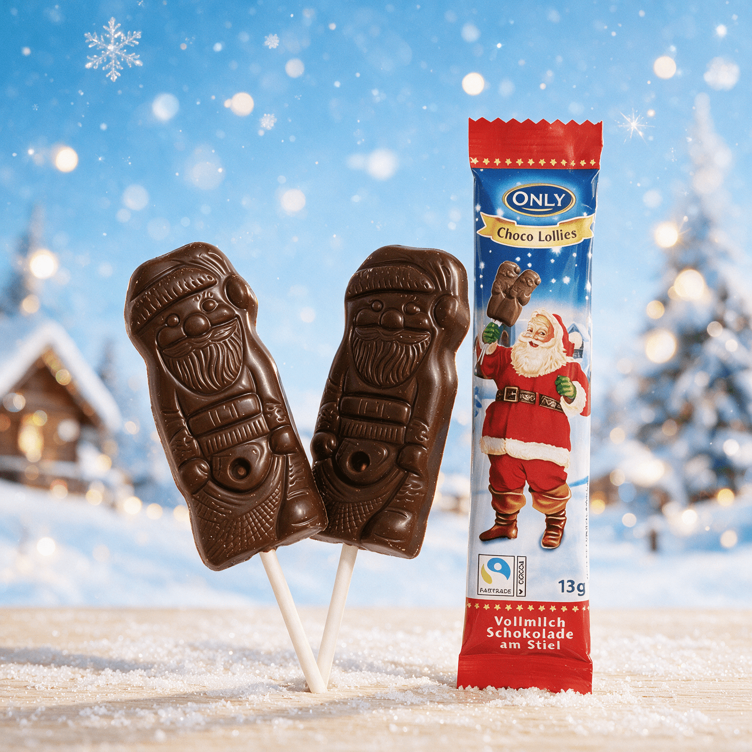 Image of 18pcs Pack - Xmas Choco Lollies - Christmas Whole Milk Chocolate Lollies 18x 13g