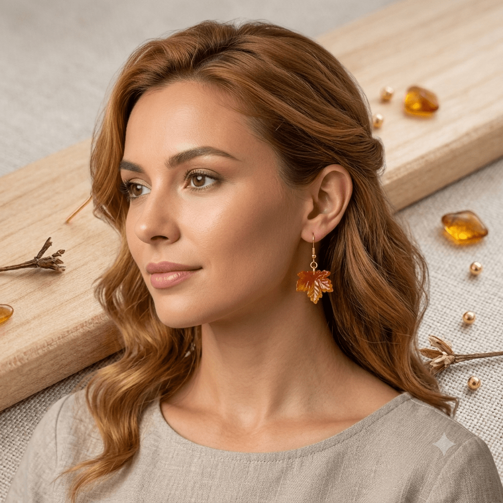 Autumn Maple Leaf Dangle Earrings, Elegant Lightweight