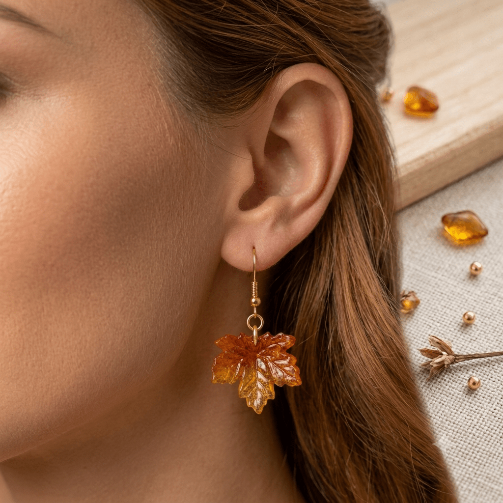 Autumn Maple Leaf Dangle Earrings, Elegant Lightweight