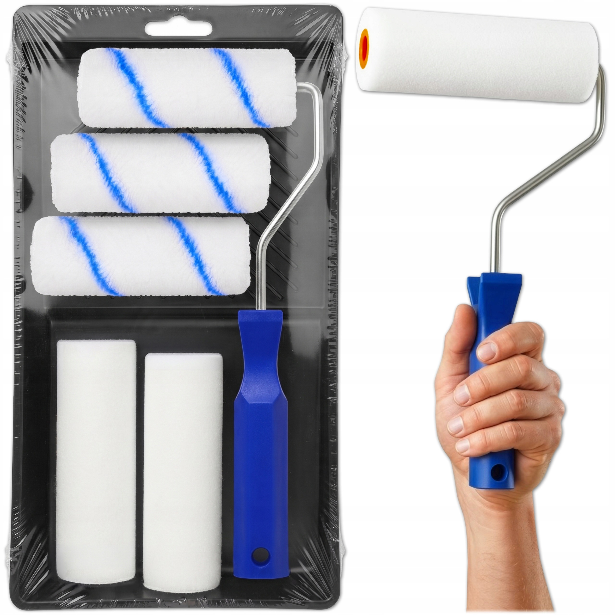 TEMU Krumad Set Of 5 Paint Rollers, Painting Kit With Tray, Handle, And Rollers, Accessories For Painting Walls, Ceilings, Wood, And Paintable