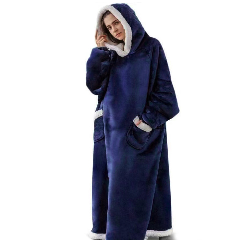 TEMU 1pc New Plus Size Wearable Blanket Hoodie, Cozy Decor Blanket With Sleeves, Machine Washable, Soft Warm Hooded Blanket Sweatshirt For Adults