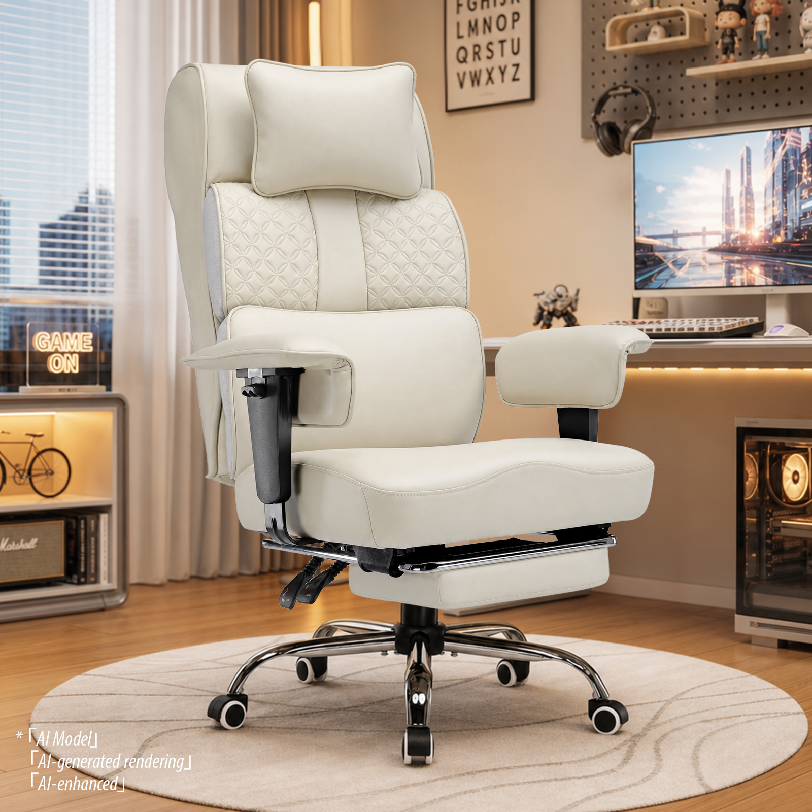 Image of Gaming Chair & Ergonomic Office Chair, With Adjustable Headrest + Large Lumbar Support, 54 Cm Wide Seat, Backrest Reclines 90°–150°, Max. Load 180 Kg