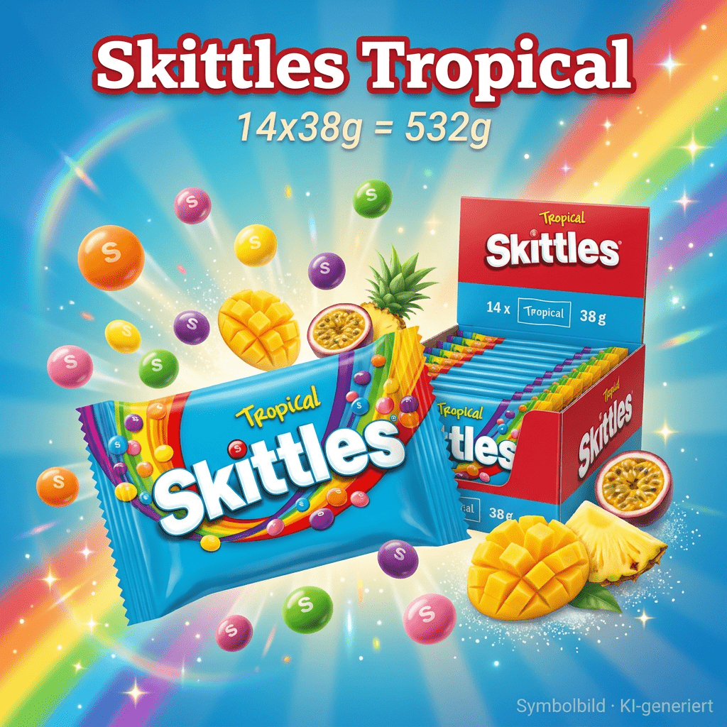 Image of Skittles - Tropical Chews - Exotic Fruit Dragees Value Pack - 14x38g 532g