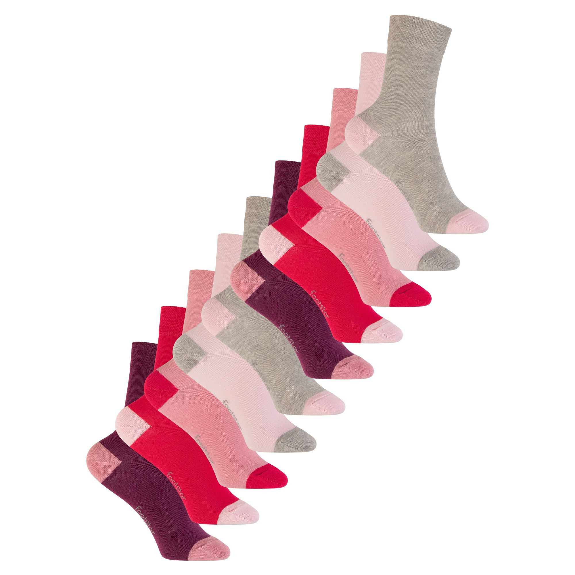 Image of 10 Pairs Of Kids' Socks For – Breathable Cotton Socks With Contrasting Heel & Toe, Cuff, Comfortable Everyday & Casual Socks