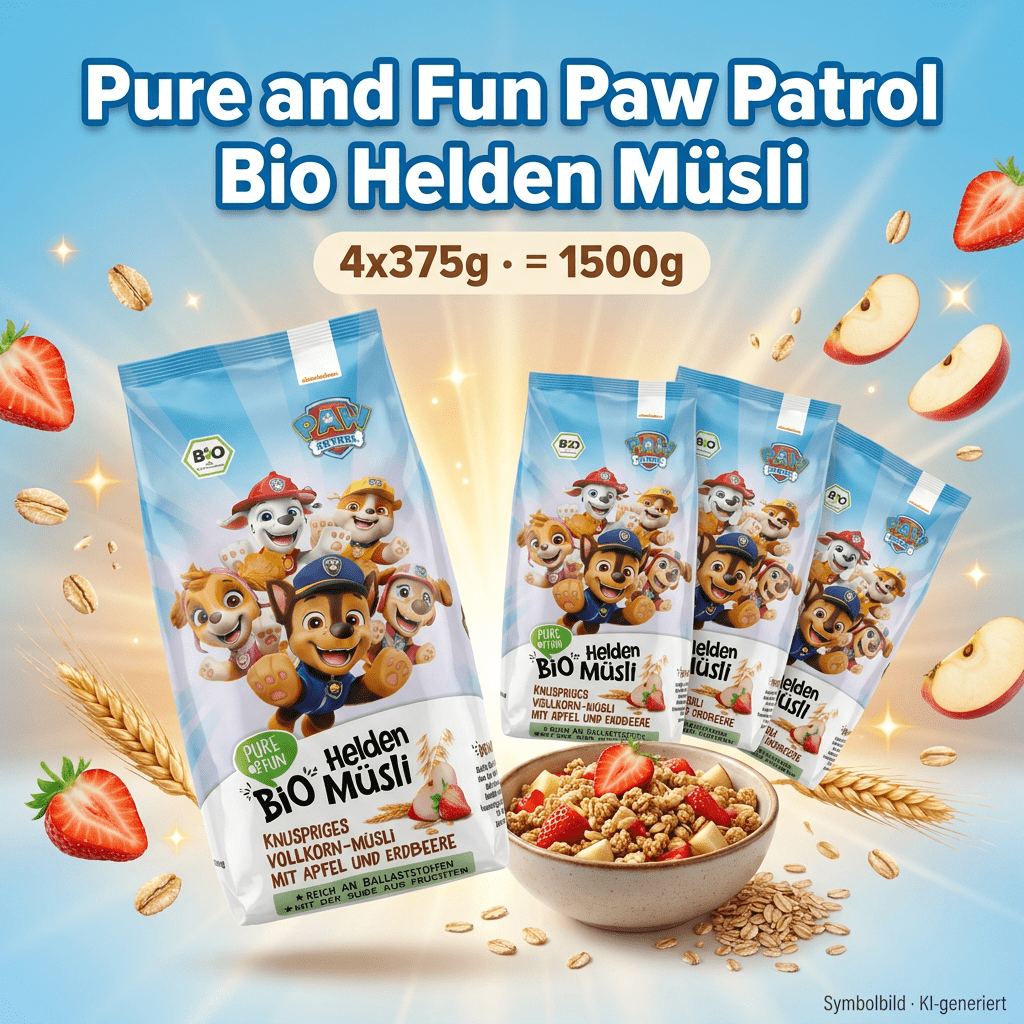Image of Pure & Fun - Heroes Muesli Strawberry - Crunchy Muesli Vegan Without Palm Oil - 4x375g 1500g